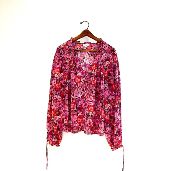 For love & lemons pink florales print blouse - Picture 1 of 6
